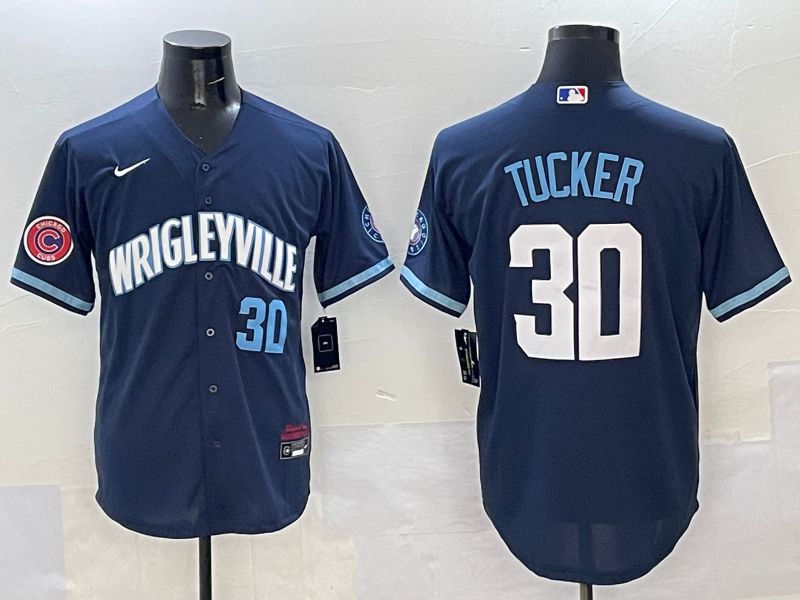 Men Chicago Cubs #30 Tucker Dark Blue City Edition 2025 Nike MLB Jersey style 9